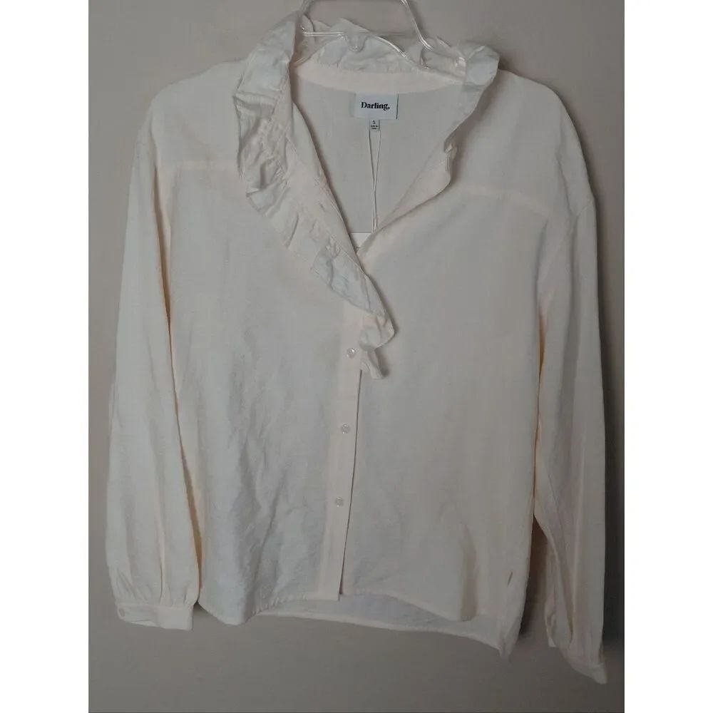 NWT DARLING Ruffled Blouse in cream..Size Small